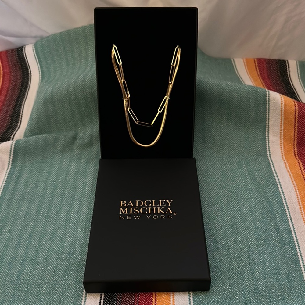 Badgley Mischka Gold Layered Necklace Elegant Design